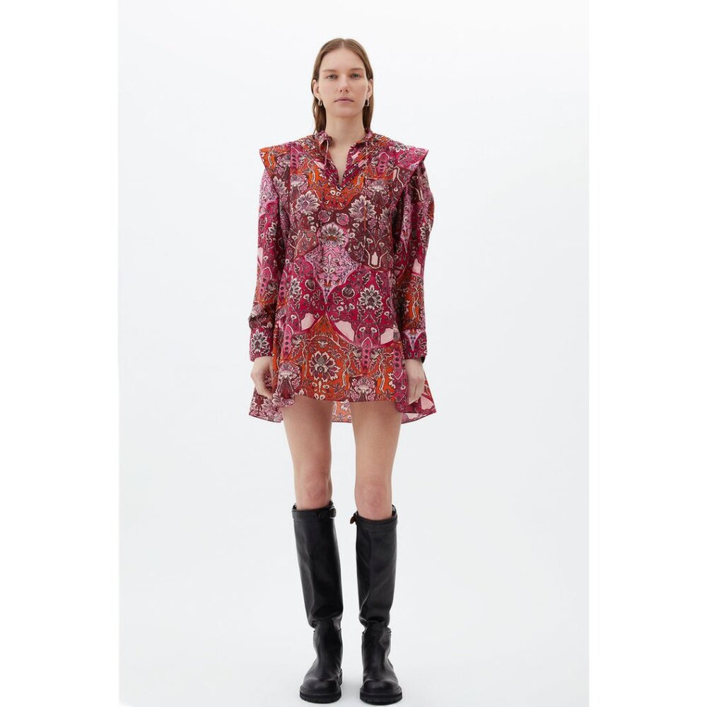Maria Cher high neck modern prairie pink floral Mayra dress